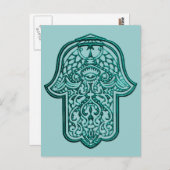 Henna Hand van Hamsa (Blauwgroen) Briefkaart (Voorkant / Achterkant)