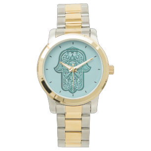 Henna Hand van Hamsa (Blauwgroen) Horloge