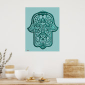 Henna Hand van Hamsa (Blauwgroen) Poster (Keuken)
