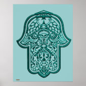 Henna Hand van Hamsa (Blauwgroen) Poster (Voorkant)