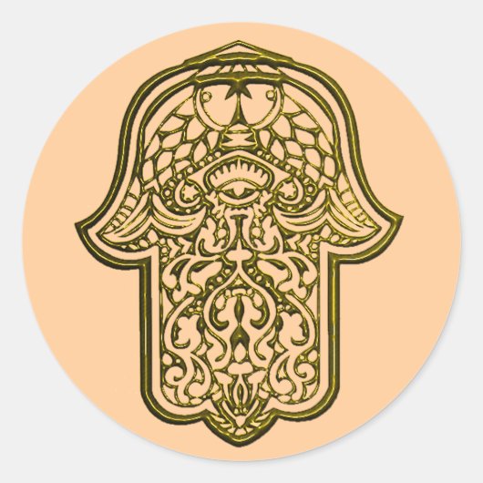 Henna Hand van Hamsa (Gouden) Ronde Sticker (Voorkant)