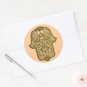 Henna Hand van Hamsa (Gouden) Ronde Sticker (Envelop)
