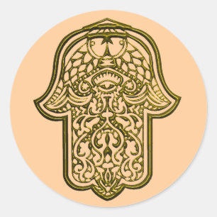 Henna Hand van Hamsa (Gouden) Ronde Sticker