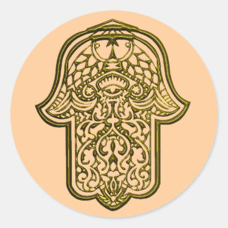 Henna Hand van Hamsa (Gouden) Ronde Sticker