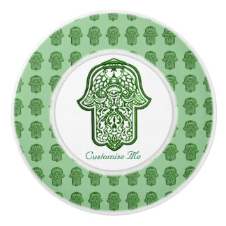 Henna Hand van Hamsa (groen) Keramische Knop