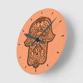 Henna Hand van Hamsa (Oranje) Ronde Klok (Hoek)