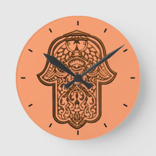 Henna Hand van Hamsa (Oranje) Ronde Klok