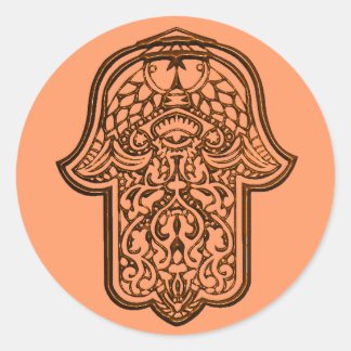 Henna Hand van Hamsa (Oranje) Ronde Sticker