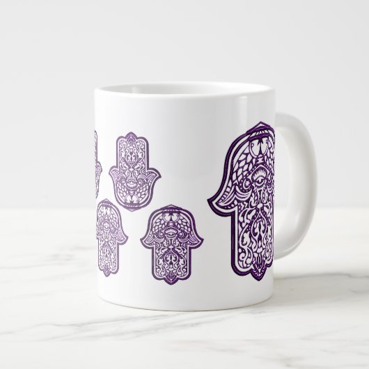 Henna Hand van Hamsa (Paars) Grote Koffiekop (Voorkant rechts)