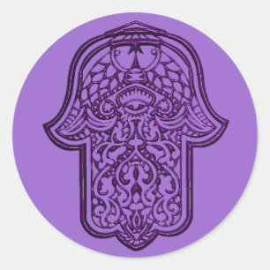 Henna Hand van Hamsa (Paars) Ronde Sticker