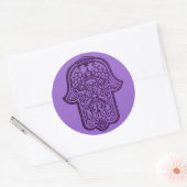 Henna Hand van Hamsa (Paars) Ronde Sticker (Envelop)