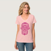 Henna Hand van Hamsa (Roze) T-shirt (Voorkant volledig)