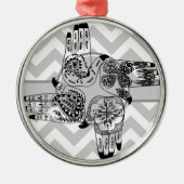 Henna Hands 4 Square Paisley Tattoo  Metalen Ornament (Voorkant)
