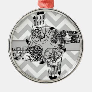 Henna Hands 4 Square Paisley Tattoo  Metalen Ornament