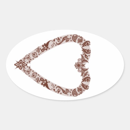 Henna Hart Ontwerp Ovale Sticker (Voorkant)