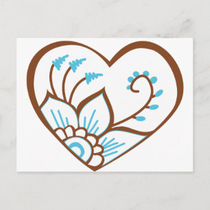 Henna Heart Blue Briefkaart