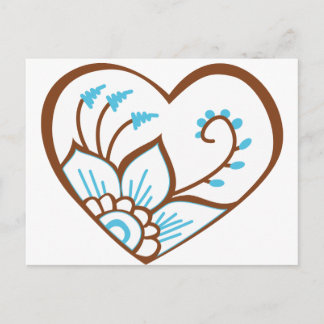 Henna Heart Blue Briefkaart