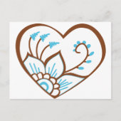 Henna Heart Blue Briefkaart (Voorkant)