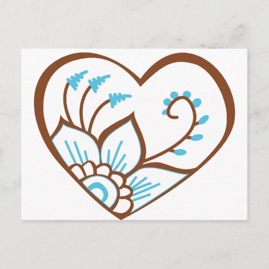 Henna Heart Blue Briefkaart (Voorkant)