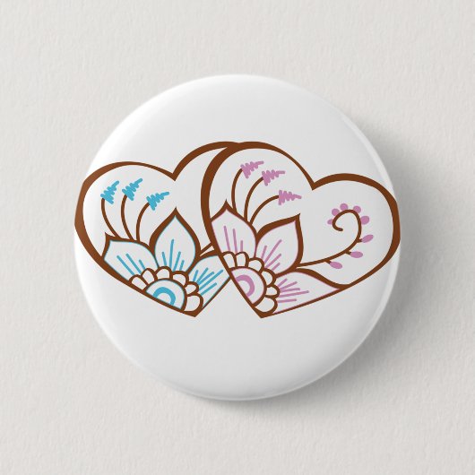 Henna Heart Double Ronde Button 5,7 Cm (Voorkant)