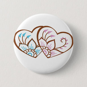 Henna Heart Double Ronde Button 5,7 Cm