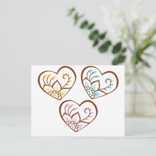 Henna Hearts Briefkaart (Staand voorkant)