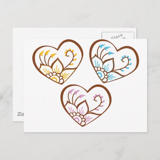 Henna Hearts Briefkaart (Voorkant / Achterkant)