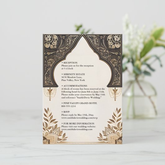 Henna Islam Nikah Arabisch Walima moslim bruiloft Informatiekaartje (Staand voorkant)