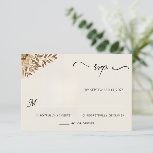 Henna Islam Nikah Arabisch Walima moslim bruiloft RSVP Kaartje (Staand voorkant)