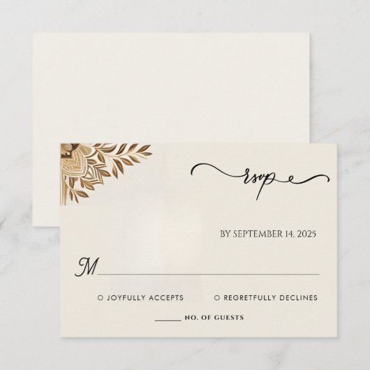 Henna Islam Nikah Arabisch Walima moslim bruiloft RSVP Kaartje (Voorkant / Achterkant)