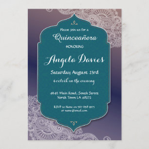 Henna Jewel Quinceanera Birthday Party Invite 15th Kaart