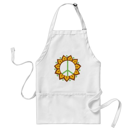 Henna Lotus Flower Peace Sign Standaard Schort (Voorkant)