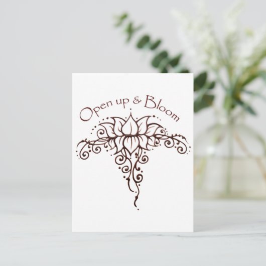 Henna Lotus 'Open Up & Bloom' Briefkaart (Staand voorkant)