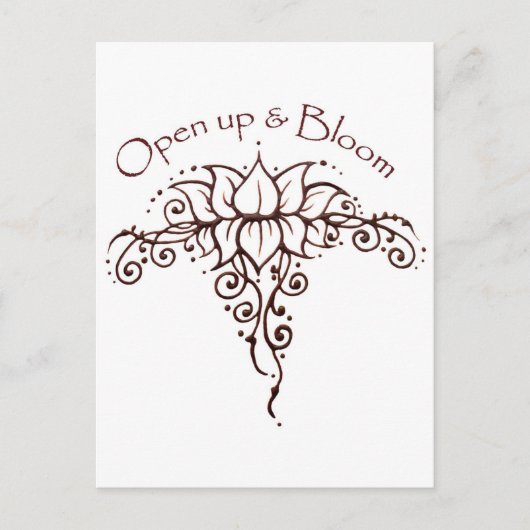 Henna Lotus 'Open Up & Bloom' Briefkaart (Voorkant)