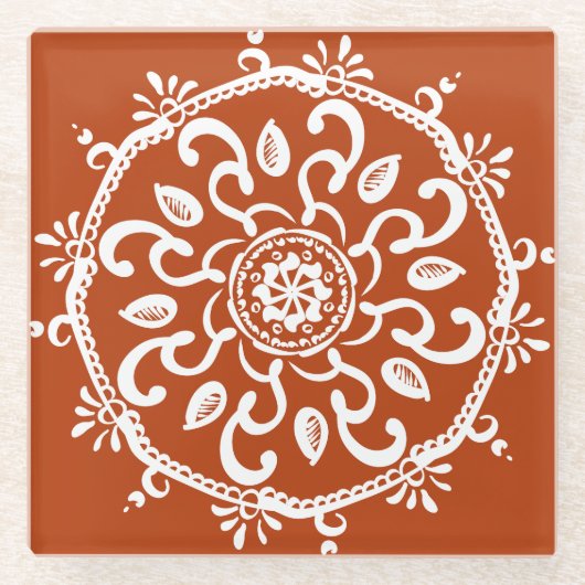 Henna Mandala Glazen Onderzetter (Voorkant)