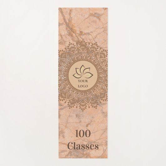 Henna Mandala Marmer  Blush Logo Yogamat (Voorkant)