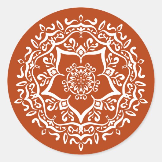 Henna Mandala Ronde Sticker (Voorkant)