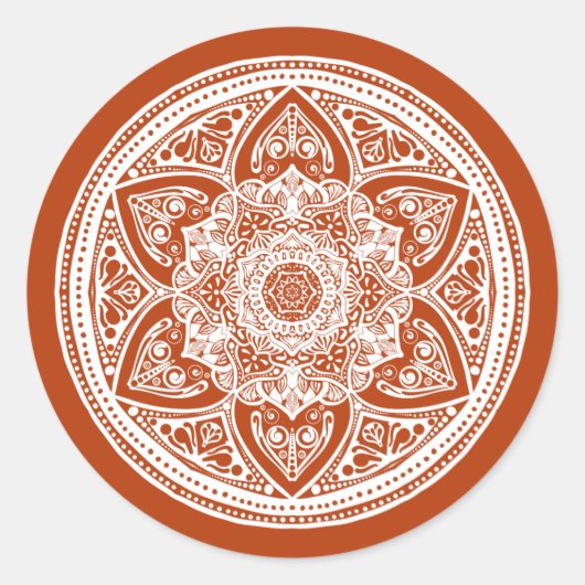 Henna Mandala Ronde Sticker (Voorkant)