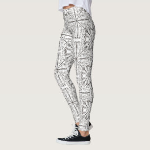 Henna Mandala Zwart Wit Bloem Leggings