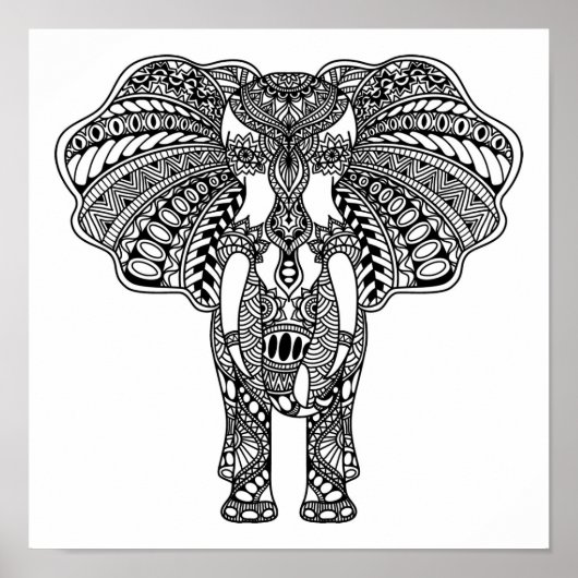 Henna Mehndi Decorated Indian Elephant 2 Poster (Voorkant)