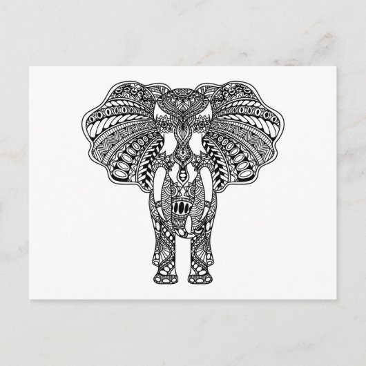 Henna Mehndi Decorated Indian Elephant Briefkaart (Voorkant)