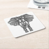 Henna Mehndi Decorated Indian Elephant Kartonnen Onderzetters (Schuin)