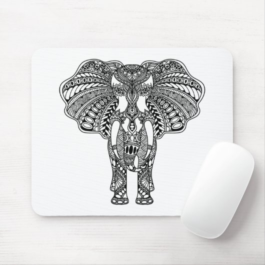 Henna Mehndi Decorated Indian Elephant Muismat (Met muis)