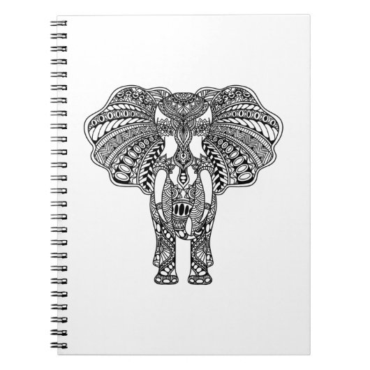 Henna Mehndi Decorated Indian Elephant Notitieboek (Voorkant)
