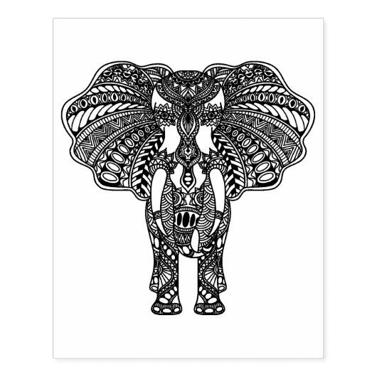 Henna Mehndi Decorated Indian Elephant Rubberstempel (Afrduk)