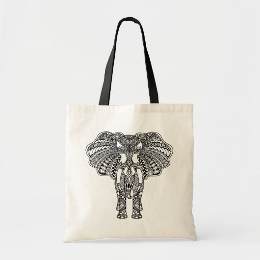 Henna Mehndi Decorated Indian Elephant Tote Bag (Voorkant)
