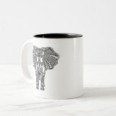 Henna Mehndi Decorated Indian Elephant Tweekleurige Koffiemok (Voorkant links)
