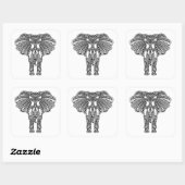 Henna Mehndi Decorated Indian Elephant Vierkante Sticker (Vel)