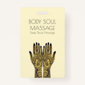 Henna Mehndi geeft massagebedrijf handen Badge (Voorkant)