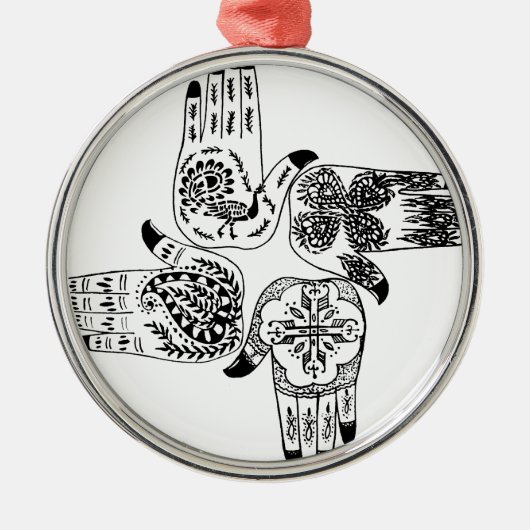 Henna Mehndi Hands Indian Design Painted Wedding Metalen Ornament (Voorkant)